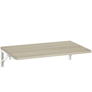 Imagine HOMCOM Birou pliabil de perete pentru calculator, cu colțuri rotunjite, economisire spațiu, pentru casă, birou sau bucătărie, 60x40 cm, stejar | Aosom Romania