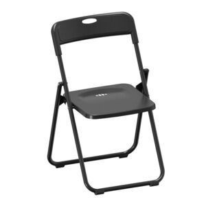 Imagine HOMCOM Set de 6 scaune pliabile din plastic cu spătar curbat, design cu ventilație, structură din oțel 48, 5x47x75 cm Negru | Aosom Romania
