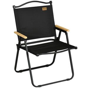 Imagine Outsunny Scaun de Camping și Plajă Pliabil cu Cotiere, 54x59x78 cm, Negru | Aosom Romania