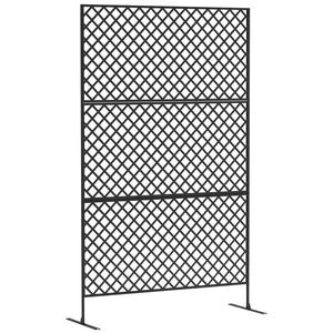 Imagine Outsunny Separator de mediu pentru exterior, Ecran de oțel pentru terasă, Verandă, Grădină, Grilă independentă, Oțel, Negru | Aosom Romania