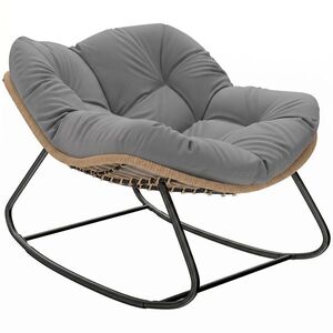 Imagine Outsunny Balansoar Papasan din Ratan cu Pernă, Gri | Aosom Romania