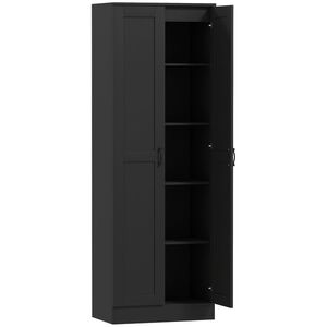 Imagine HOMCOM Dulap 2 uși corp de depozitare cu 5 rafturi, stil contemporan, 60L x 36, 5l x 175H negru | Aosom Romania