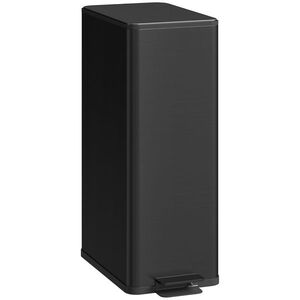 Imagine HOMCOM Coș de gunoi 20L cu închidere lentă și recipient detașabil, din oțel și PP, 21, 5x37, 2x57 cm, negru | Aosom Romania