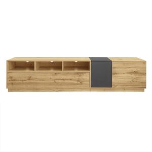 Imagine Comodă TV în culori contrastante, 200x45x45 cm, Culoare naturală+Gri