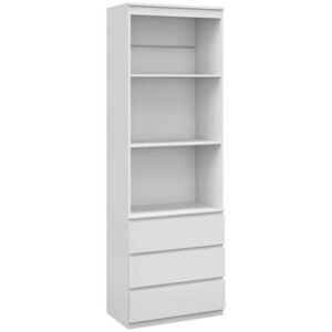 Imagine HOMCOM Bibliotecă înaltă de 180 cm cu 3 rafturi și 3 sertare 60 x 35 x 180 cm din lemn alb | Aosom Romania