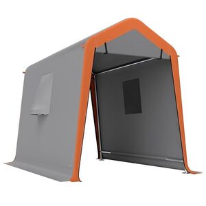 Imagine Outsunny Cort Garaj Portabil 2, 4x1, 8 m pentru Mașină, Impermeabil, cu Ușă Rulou cu Fermoar, Ferestre, UPF30+, Gri deschis | Aosom Romania