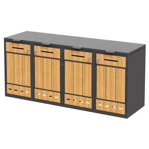 Imagine Cutie pentru pubele cu capace rabatabile și uși cu deschidere frontală, pentru 4×120–240 l , 264x84, 5x118 cm, Gri+Culoare naturală