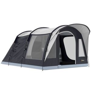 Imagine Outsunny Cort de Camping Tunel pentru 2-4 Persoane, Înălțime 213cm, cu 2 Camere, Cort Familial Impermeabil 3000mm cu Verandă, Ferestre, Buzunare, Cârlig și Geantă de Transport, Bleumarin | Aosom Romania
