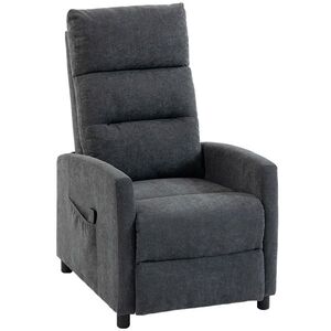 Imagine HOMCOM Fotoliu Reclinabil Manual cu Masaj 160°, Chenille, Suport Picioare, Telecomandă, Buzunare, Gri Închis | Aosom Romania