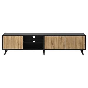 Imagine Lowboard TV LED, Culoare naturală+Negru | Aosom Romania