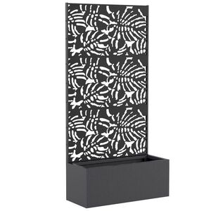 Imagine Outsunny Jardinieră cu spalier, ghiveci, cu paravan, pentru plante cățărătoare, metal, 90 x 37, 5 x 180 cm, negru | Aosom Romania