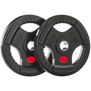 Imagine SPORTNOW Set Discuri Greutăți 2x15 kg cu Orificiu 5 cm și 3 Mânere | Aosom Romania