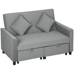 Imagine HOMCOM Canapea 4-în-1, Canapea reglabilă, Canapea-pat, cu perne, husă din material textil, pentru living, dormitor, Gri | Aosom Romania