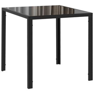 Imagine HOMCOM Masă Pătrată pentru 4 Persoane, pentru Bucătărie și Living, din Oțel și Sticlă Securizată, 75x75x75 cm, Negru | Aosom Romania