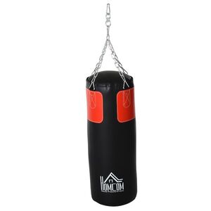 Imagine HOMCOM Set sac de box cu mănuși, 16 kg, Ø30 x 120 cm, negru și roșu | Aosom Romania