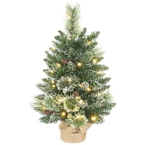Imagine HOMCOM Pom de Crăciun Miniatural Pre-luminat 60 cm, Pom de Crăciun cu Zăpadă | Aosom Romania