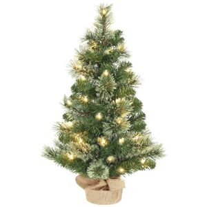 Imagine HOMCOM Pom de Crăciun Mic Înalt de 60cm cu 35 LED-uri Albe și Ramuri Ignifuge | Aosom Romania