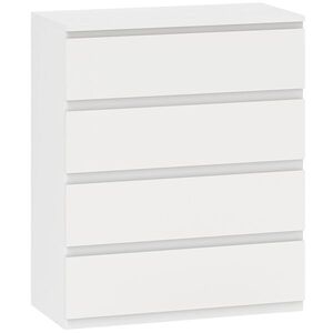 Imagine HOMCOM Comodă Modernă cu 4 Sertare pentru Dormitor, Alb | Aosom Romania