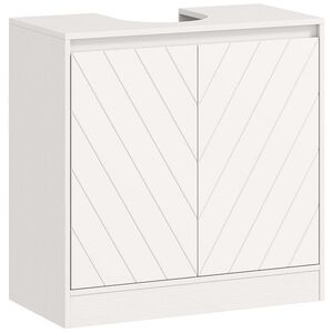 Imagine HOMCOM Dulap Sub Lavoar pentru Baie cu 2 Uși și Raft Reglabil, pentru Lavoare cu sau fără Coloană, 60 x 30 x 59, 8 cm, Alb | Aosom Romania