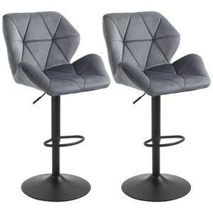 Imagine HOMCOM Set de 2 Scaune de Bar Sau Bucătărie cu Design Geometric, Gri | Aosom Romania