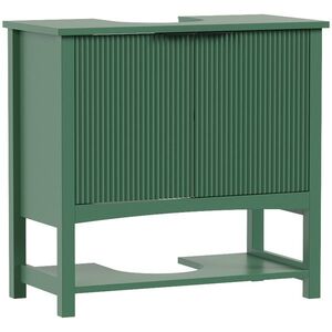 Imagine HOMCOM Dulap Sub Lavoar cu 2 Uși, Raft Deschis și Design Modern, 65x32x62 cm, Verde | Aosom Romania