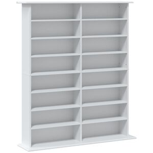 Imagine HOMCOM Raft media, 8 niveluri, suport DVD cu 12 polițe reglabile, 16 compartimente, pentru 720 CD-uri, Alb | Aosom Romania