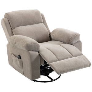 Imagine HOMCOM Fotoliu relax Fotoliu TV Fotoliu de masaj rotativ 360° cu încălzire, masaj, aspect chenille, bej | Aosom Romania