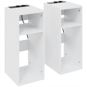 Imagine HOMCOM Set de 2 Măsuțe de Cafea Moderne cu 2 Prize AC și 2 Porturi USB, Alb | Aosom Romania