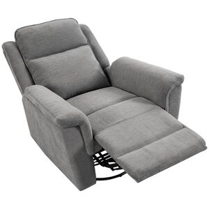 Imagine HOMCOM Fotoliu Reclinabil Manual 155° cu Suport pentru Picioare, Rotativ 360°, pentru Living, Gri Deschis | Aosom Romania
