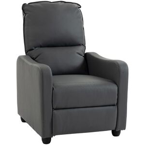 Imagine HOMCOM Fotoliu Relax Reclinabil Manual 155° cu Suport pentru Picioare, din Piele Ecologică PU, pentru Living și Dormitor, Gri Închis | Aosom Romania
