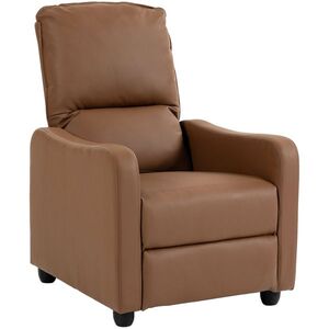 Imagine HOMCOM Fotoliu Relax Reclinabil Manual 155° cu Suport pentru Picioare, din Piele Ecologică PU, pentru Living și Dormitor, Maro închis | Aosom Romania