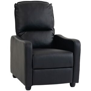 Imagine HOMCOM Fotoliu Relax Reclinabil Manual 155° cu Suport pentru Picioare, din Piele Ecologică PU, pentru Living și Dormitor, 69x91x100 cm, Negru | Aosom Romania