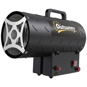 Imagine Outsunny Generator de Aer Cald pe Gaz, Portabil, 10 kW, cu Protecție, Negru | Aosom Romania