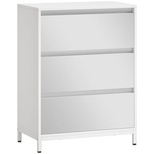 Imagine HOMCOM Comodă cu 3 Sertare și Fronturi Oglindă, Design Modern pentru Dormitor sau Hol, 60x35x80 cm, Albă | Aosom Romania