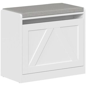 Imagine HOMCOM Bancă pantofar cu compartiment rabatabil, 60x30x52 cm, alb | Aosom Romania