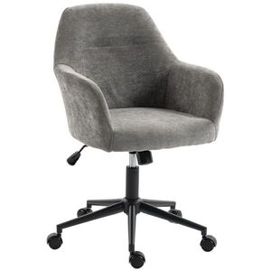 Imagine HOMCOM Scaun de Birou Rotativ din Chenille cu înălțime Reglabilă, Gri | Aosom Romania