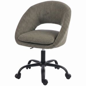 Imagine HOMCOM Scaun birou ergonomic din chenille, înălțime reglabilă, cotiere integrate, rotativ 360°, 59x60x79-89cm, verde închis | Aosom Romania