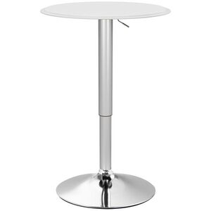 Imagine HOMCOM Masă de Bar Rotundă Ø63 cm, Reglabilă pe Înălțime 67-93 cm, cu Structură Metalică și Blat Rotativ 360°, Albă | Aosom Romania