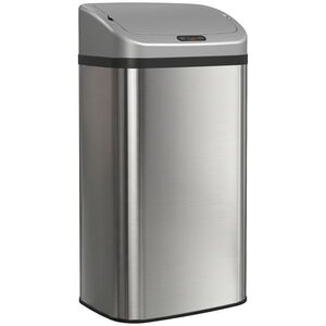 Imagine HOMCOM Coș de gunoi cu senzor 48L, închidere lentă, suprafață antiamprentă, din inox, argintiu | Aosom Romania