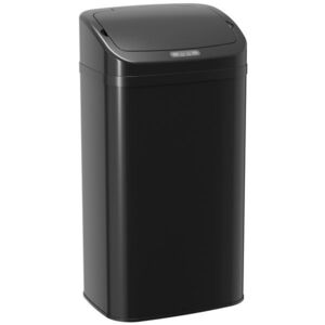 Imagine HOMCOM Coș cu senzor 48 L pentru bucătărie sau birou, funcție de închidere automată, oțel inoxidabil, Negru | Aosom Romania