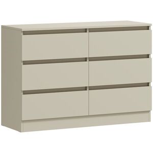 Imagine HOMCOM Comodă cu 6 Sertare Sinfonier Modern, Suport TV până la 119, 38 cm 100x35x69 cm Maro Deschis | Aosom Romania