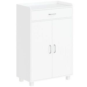 Imagine HOMCOM Pantofar cu 1 Sertar și 5 Rafturi Dulap pentru Pantofi Modern Rafturi Reglabile 6 Perechi 62, 5x35x95 cm Alb | Aosom Romania