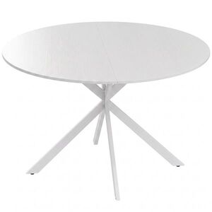Imagine HOMCOM Masă rotundă de dining, stil industrial, cu picioare în cruce din oțel, Ø120x75 cm, albă | Aosom Romania