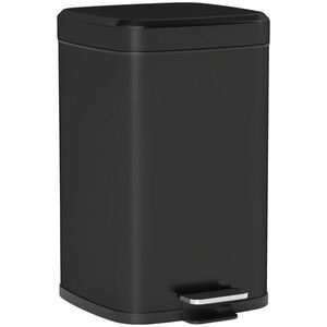 Imagine HOMCOM Coș de gunoi dreptunghiular cu pedală 20 L din metal, cu capac, găleată detașabilă, antiamprentă, negru | Aosom Romania