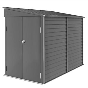 Imagine Outsunny Magazie metalică 3, 5m² 143x270x202cm, șopron cu acoperiș în pantă, ușă dublă încuietabilă, fundație, fante de ventilație | Aosom Romania