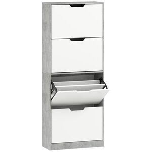 Imagine HOMCOM Scarpieră Economisitoare de Spațiu Modernă cu 4 Ante pentru 16 Perechi de Pantofi, 62.5x26x156 cm, Gri Ciment | Aosom Romania