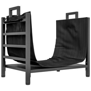 Imagine Outsunny Suport de Lemne, cu husă de transport din Oxford 600D, Capacitate 50 kg, 49x34x44 cm, Negru | Aosom Romania