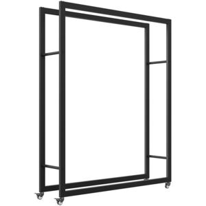 Imagine Outsunny Suport Portabil pentru Lemne cu Roți, Suport pentru Lemne din Metal Ranforsat, 120x32x151 cm, Negru | Aosom Romania