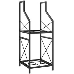 Imagine Outsunny Suport de Lemne Exterior a 2 Livelli din Metal cu Bază Ridicată Negru | Aosom Romania