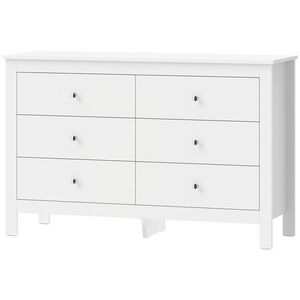 Imagine HOMCOM Comodă 6 sertare, mobilier de depozitare cu glisiere fluide, stil modern, 118 x 39, 5 x 75, 5 cm, Alb | Aosom Romania